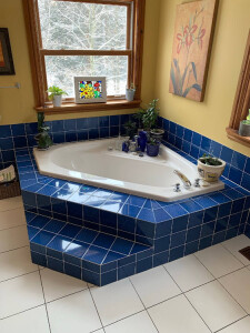 fancy bathroom tub and tiling